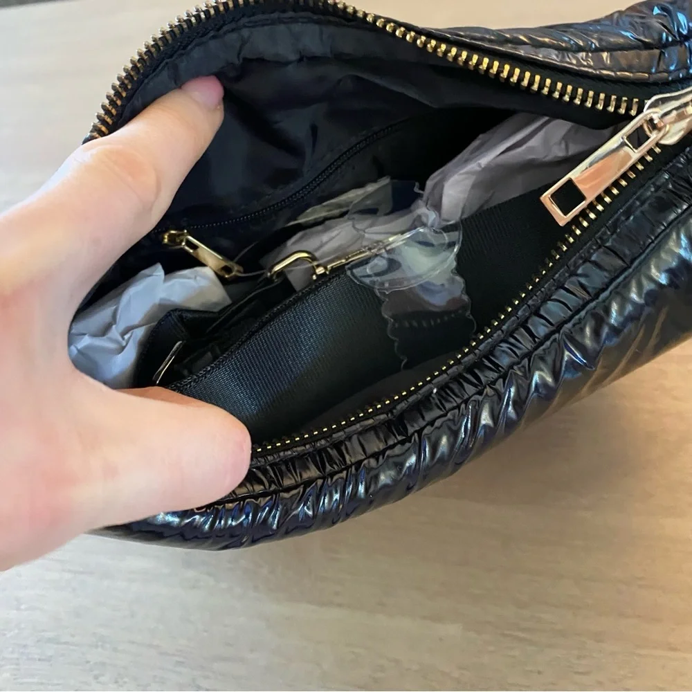 A New Day Black Modern Puffer Hobo Handbag